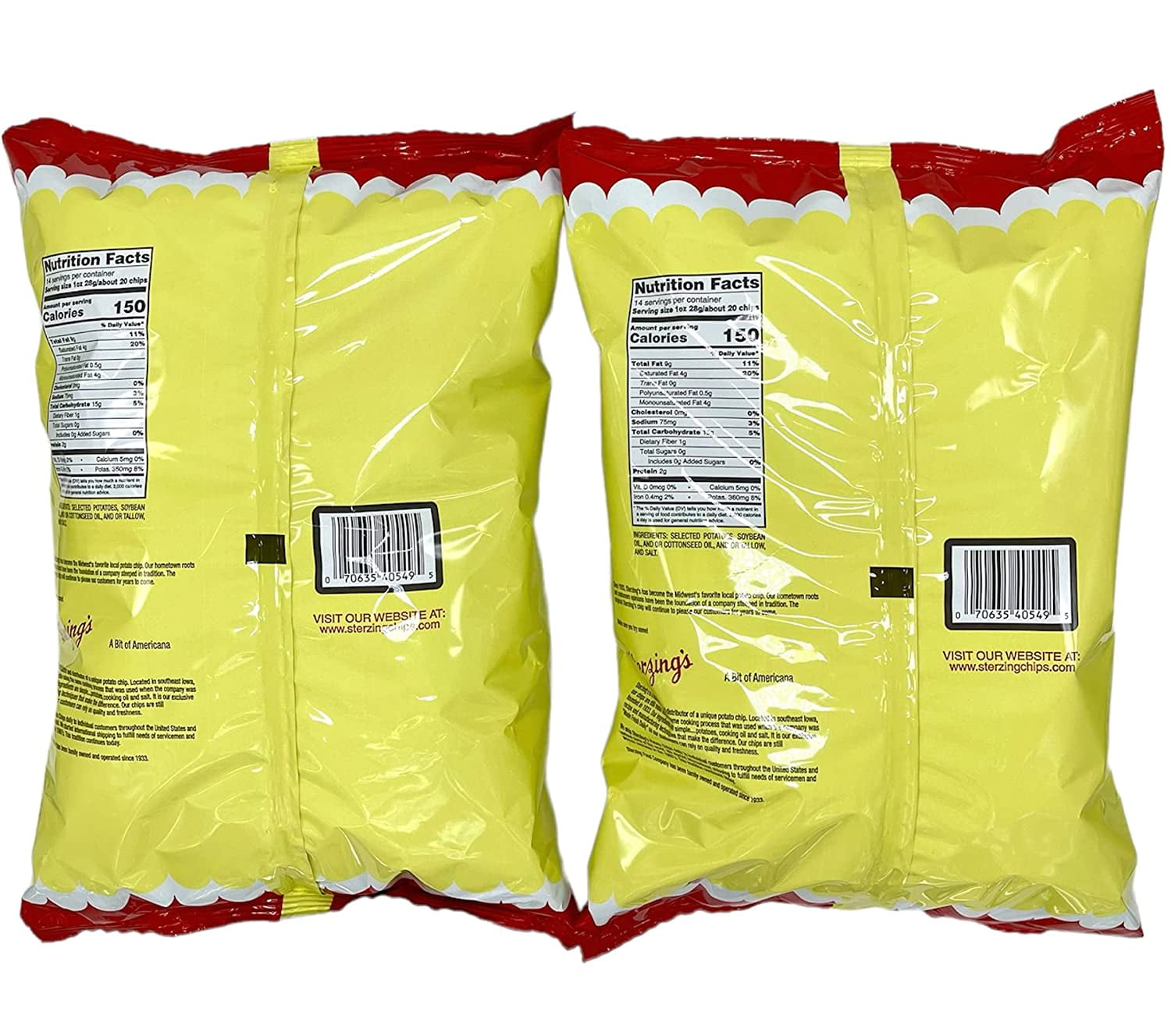 Sterzing's Potato Chips, 2 - 14 Ounce Bags Family Size
