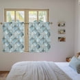 thumbnail image 4 of Teal Morocco Tier Curtains, Modern Abstract Art Contemporary Geometric Light Filtering Kitchen Curtains, 2Pcs Rod Pocket Half Window Treatments Panels for Sink Cafe Cabinet Basement 27.5x45 Inches, 4 of 9
