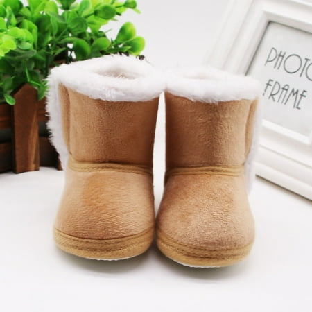 

Baby shoes Infant Newborn Baby Girls Cashmere Plush Winter Boots Bandage Warm Shoes CHMORA