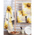 thumbnail image 2 of Spring Bees Kitchen Dish Towels for Drying Dishes Set of 3, Sunflower White Vintage Botanical Art Waffle Weave Microfiber Terry Hand Tea Bathroom Towels Quick Dry & Absorbent Towel 15.7x23.6, 2 of 7