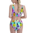 thumbnail image 3 of Picia Graffiti Pineapples Women's High Waisted Bikini Scoop Neck Swimsuit Two Pieces Bathing Suit-Large, 3 of 8