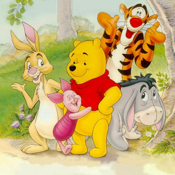 Adult DIY Diamond Painting Set, Winnie the Pooh Full Round Diamond Diamond Set, 5D Wall Painting Art, Gemstone Art Crafts Family Game Gift 15.8x11.8 inches