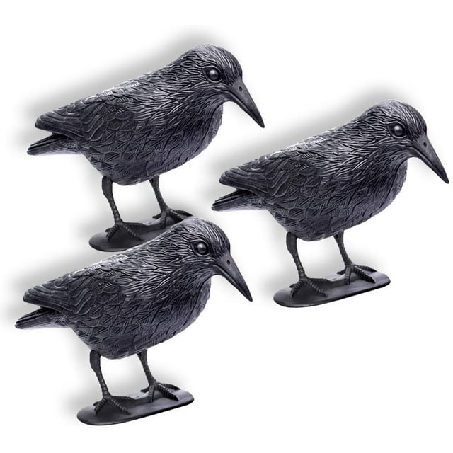 cuervos de plástico para ahuyentar palomas con palo y patas, miedo a las palomas, señuelo para la caza Adepaton MZQ-0854