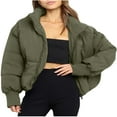 thumbnail image 2 of Womens Cropped Puffer Jacket Oversized Green Short Puffy Winter Coat, 2 of 5