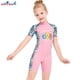 thumbnail image 5 of Buceo vela chicas traje de neoplas uv protección niños traje de baño manga corta redondo cuello redondo cremallera traje de baño rompiendo guardia shorty mojado traje rosa s Vogacara OD003665-01, 5 of 7
