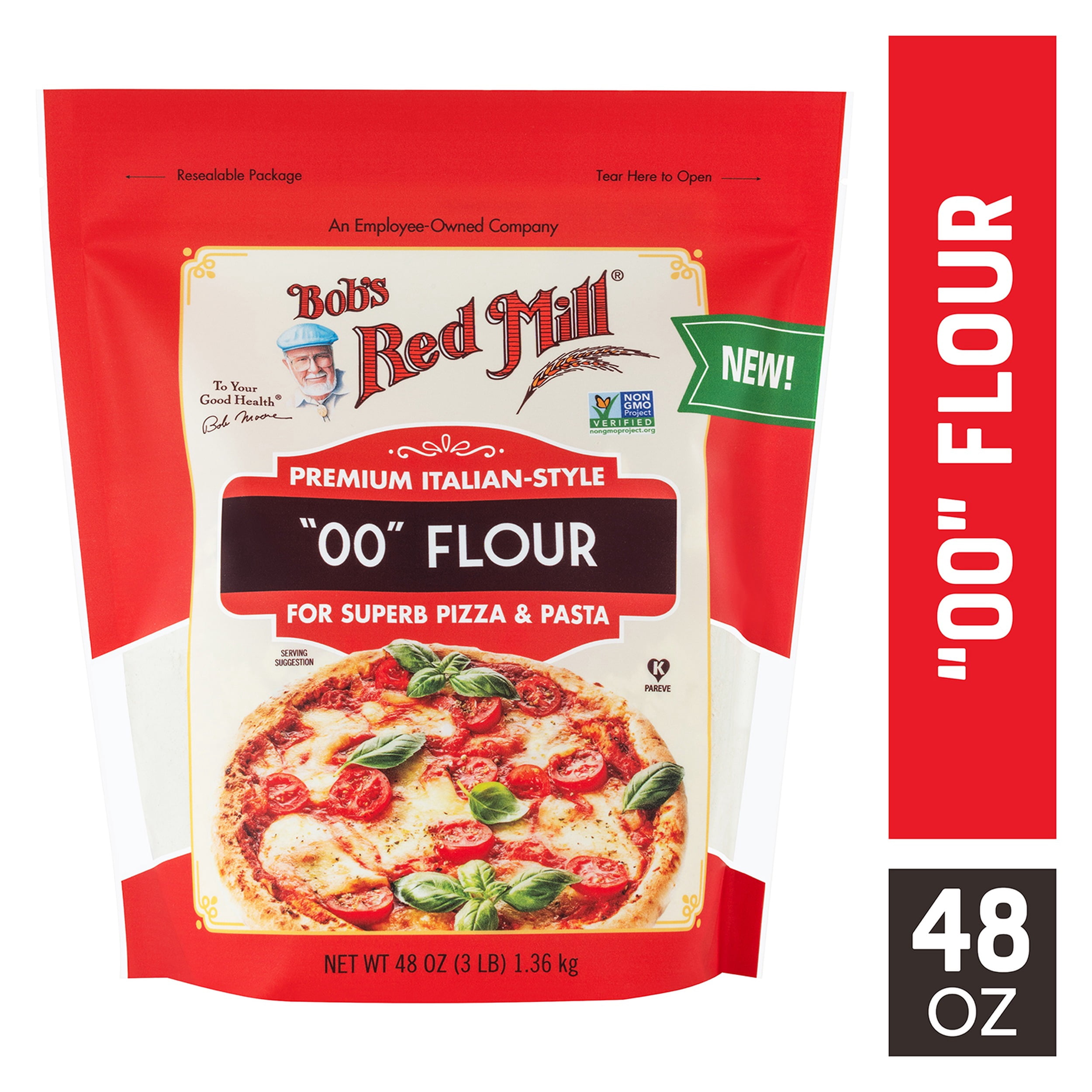 Bob's Red Mill Italian-Style "00" Flour, Finely Ground Wheat, 48 oz Bag