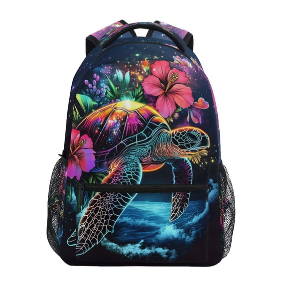 ALAZA Turtle Flowers Pattern School Backpack Elementary Stylish Bookbag Laptop Bags Travel Daypack