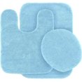 thumbnail image 2 of 3 Piece Chenille Bath Rug Set Non Slip Medium Rug Countour Rug and Toilet Lid Cover #6 (Light Blue), 2 of 2
