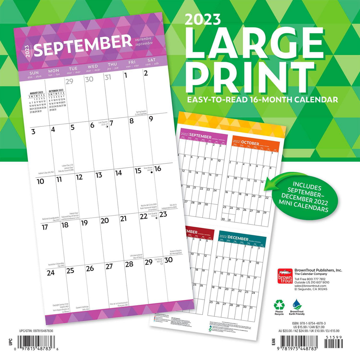Large Print | 2023 12x24 Inch Square Wall Calendar
