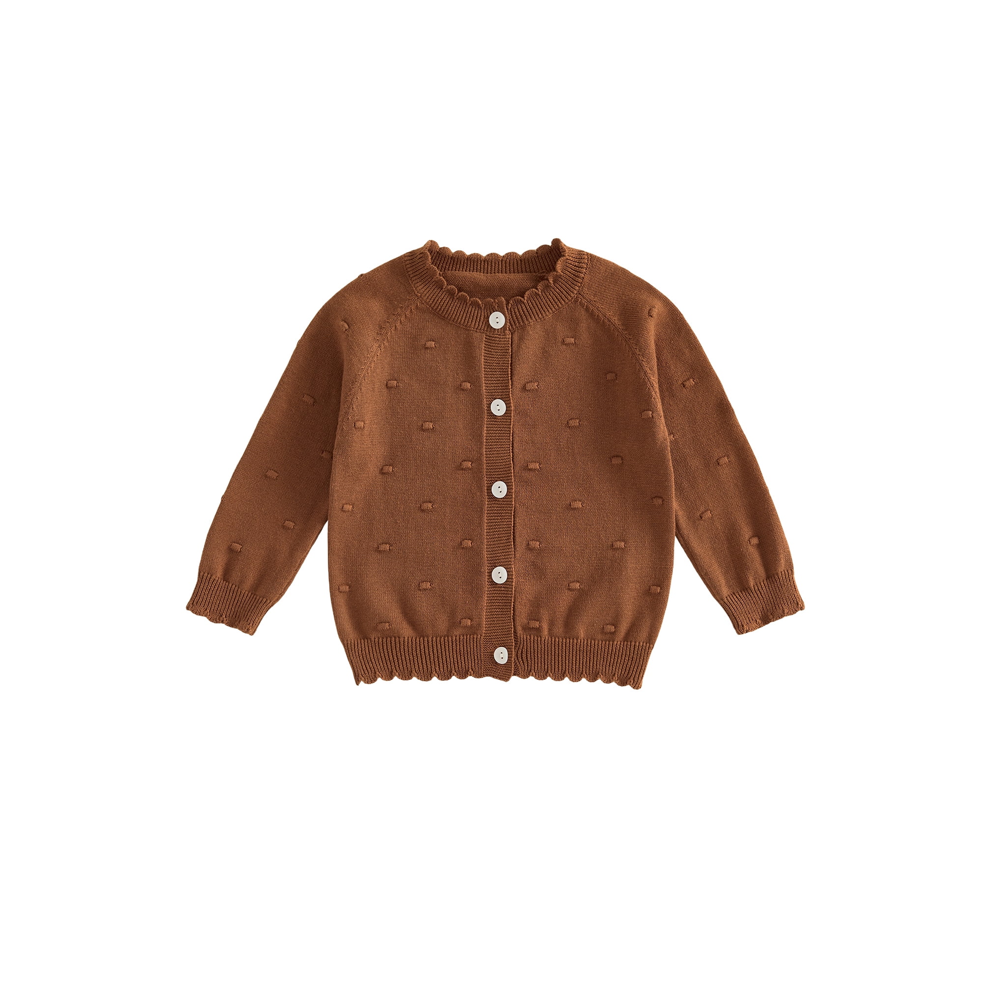 RUINIXCW Toddler Baby Girl Boy Cardigan Sweater Kids Fall Winter Warm Knit Sweaters Jacket Newborn Infant Scalloped Edge Dots Long Sleeve Button Down Knitwear Coat Tops