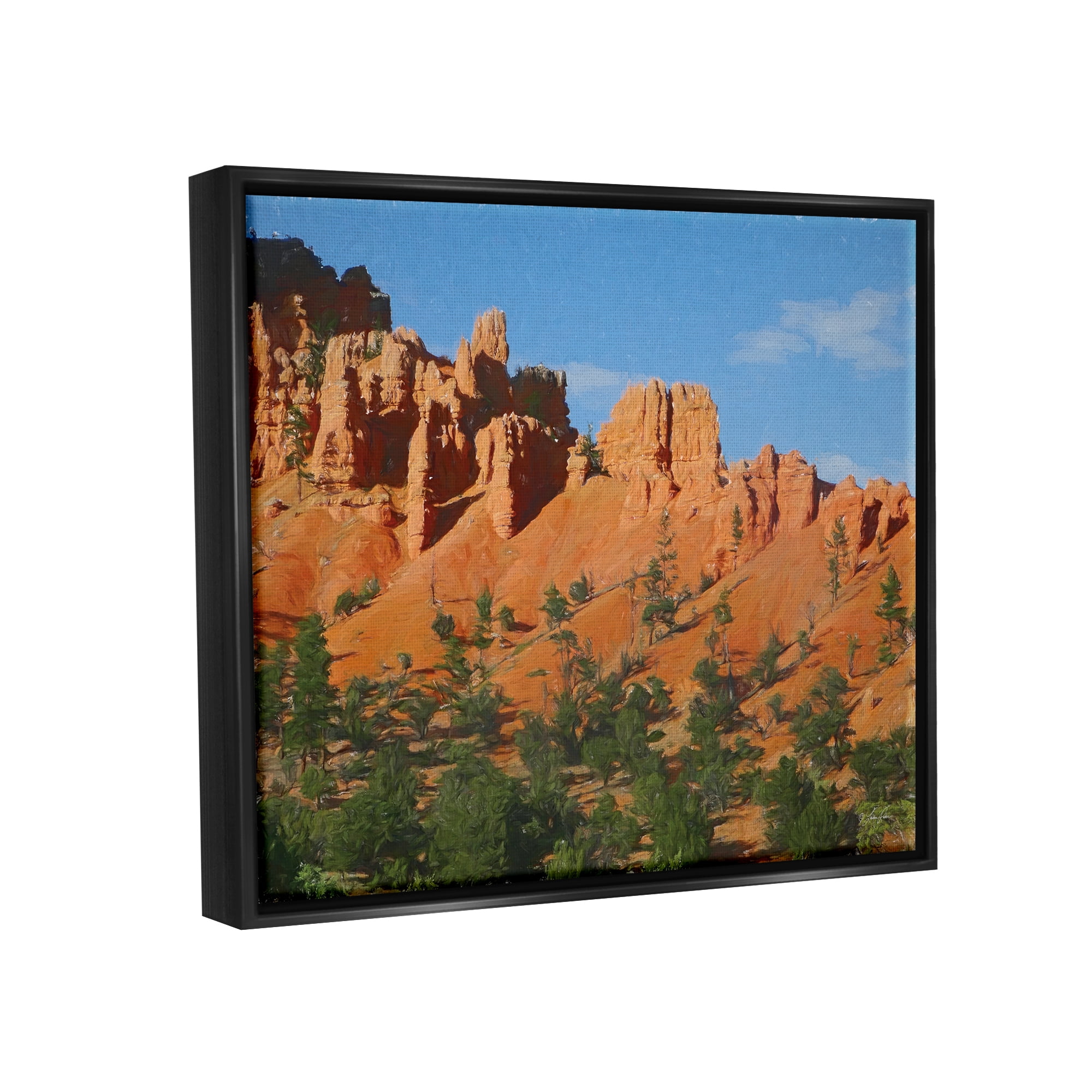 Stupell Desert Canyon Valley Slope Landscape Painting Black Floater Framed Art Print Wall Art