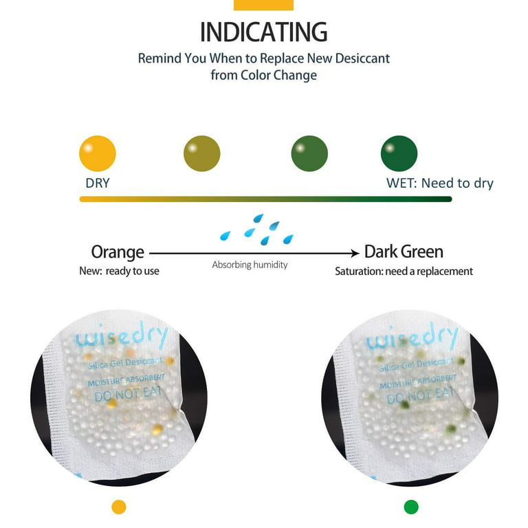 wisedry [ 5 LBS Silica Gel Beads Reusable Color Indicating Rechargeable  Desiccant Bulk with 10 Pcs Organza Drawstring Bags