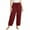 Wine, variant on Women's Corduroy Pants Drawstring Elastic Waist Baggy Wide Leg Trousers Pull On Fall Winter Harem Outfit with Pockets (L, Beige)
