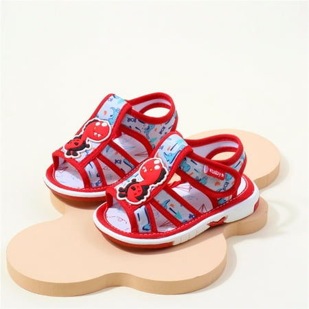 Nrmvnmi Baby Boys Girls Summer Sandals Cute Dinosaur Printed Soft Soled Shoes Infant Squeaky Shoes Baby Casual Shoes Lightwight Comfortable Non-Slip Toddler First Walkers