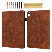 for iPad 10th Generation 10.9" 2022 Case - Shockproof Light Weight Protective Embossed Floral PU Leather with Pen Slot & Kickstand & Card Slots Case Cover for iPad 10th Gen 10.9 inch, Brown