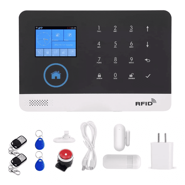 Kit Sistema De Seguridad Alarma Hogar Y Sensor Wifi Y Gsm Negro