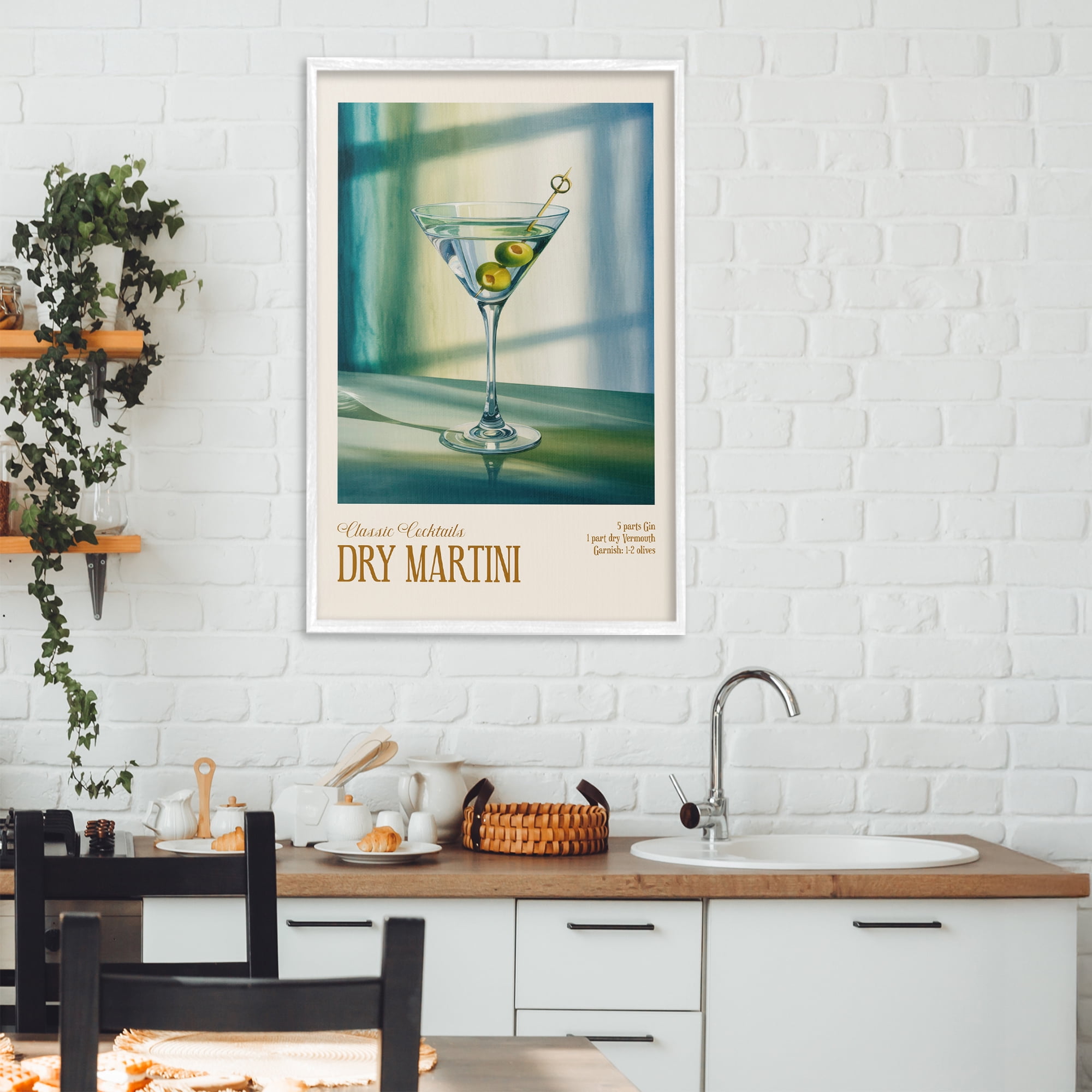 Stupell Industries Dry Martini on Surface White Framed Giclee Art, design by Andreas Magnusson