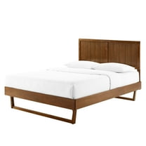 Platform Bed Frame, King Size, Wood, Brown Walnut, Modern Contemporary Urban Design, Bedroom Master Guest Suite