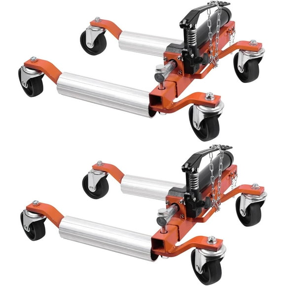 Alician 2PC Wheel Dolly, 1500LBS Capacity Car Dolly with Hydraulic Tire Jack for Vehicle Positioning for Truck RV Trailer, Orange