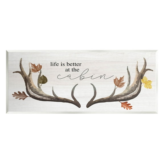 Stupell Industries Life Better at Cabin Antlers Graphic Art Unframed Art Print Wall Art, Design by Lil' Rue