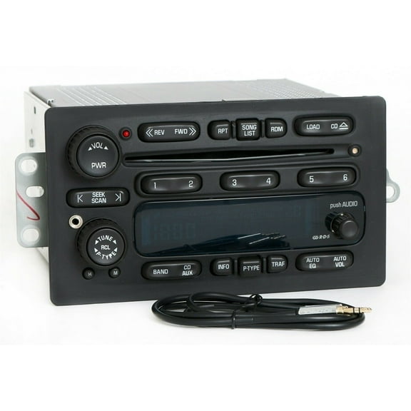Restored UNLOCKED 03-05 Chevy GMC Truck AMFM 6 Disc CD Radio w Aux Input & Cable 10357886 (Refurbished)