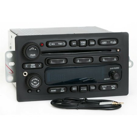 Restored UNLOCKED 03-05 Chevy GMC Truck AMFM 6 Disc CD Radio w Aux Input & Cable 10357886 (Refurbished)