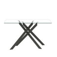 thumbnail image 4 of Holaki 51" Rectangle Dining Table for 4 5 6 People,Modern Dining Table with Black Chrome Metal X-Shaped Legs,Glass Dining Table Large Kitchen Table Family Dinner Table for Home Office Living Room, 4 of 8