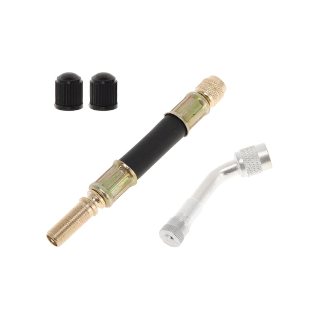 1 juego de extensión de válvula de llanta de cobre de 135 grados con adaptador de inflado de llanta de plástico duradero de 100 mm para automóvil, motocicleta, RV, camión, bicicleta