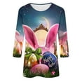 thumbnail image 5 of lcziwo Mother's Day Gifts Easter Shirt Tshirts for Women 2025 Fashion 3D Bunny Rabbit Graphic Tees Shirts Loose Casual Round Neck 3/4 Sleeve Holiday Tops Multicolor XL, 5 of 6