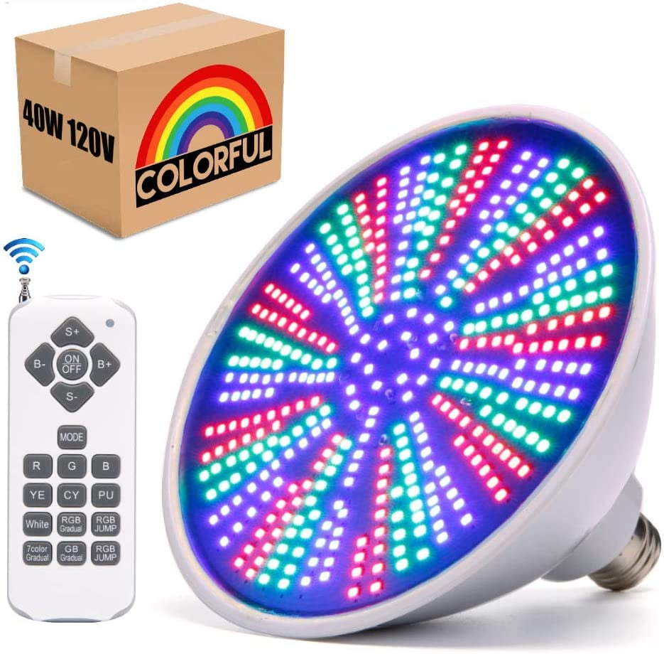 Pool Lights, 120V 40W RGB Color Changing Underwater LED Pool Light for