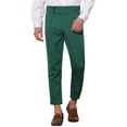 thumbnail image 1 of INSPIRE CHIC Pantalon Habillé à Rayures pour Homme, devant Plissé, Affaires, Fuselé, Court, 28, Vert, 1 of 5