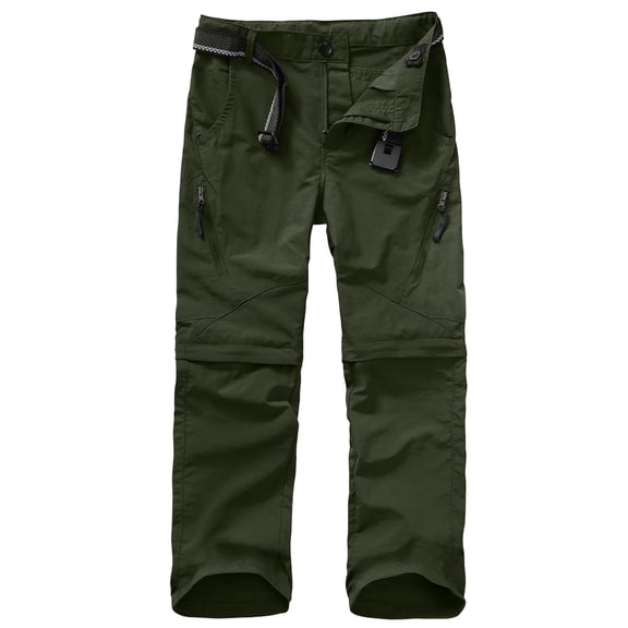 FEN AI Boys Pants Convertible Hiking Quick Dry Zip Off Pants Outdoor Climbing Casual Trouser Kids Youth Cargo Scout Pants 14-16 Years