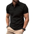 thumbnail image 2 of Qwertyu Men Short Sleeve Polo Shirts for Men Golf Shirts with Pocket Casual Work Athletic Collared T-Shirts Black M, 2 of 3