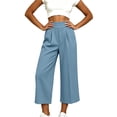 thumbnail image 4 of Noric Women's High Waist Wide Leg Capri Pants with Button Casual Loose Fit Summer Dressy Trousers, 4 of 8