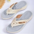 thumbnail image 4 of Women's Platform Wedge Flip-Flop Slip-On Summer Beach Comfortable Low Top Walking Shoes Outdoor Party Travel Fashion Slide Sandals, 4 of 5