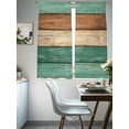 thumbnail image 4 of Farmhouse Teal Brown Sheer Curtains 63 Inch Length 2 Panels Set Window Treatments, Vintage Wooden Striped Rod Pocket Semi Curtains for Living Room/Bedroom/Kitchen Décor, 104"W x 63"L, 4 of 7