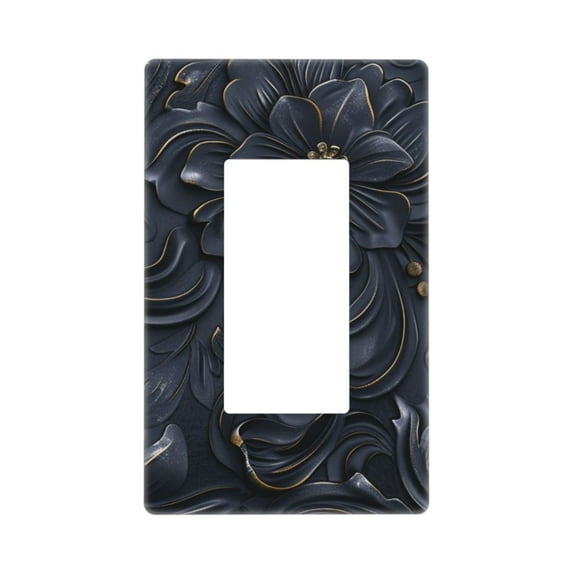 Black Gold Embossed Light Switch Cover Decorative Switch Plates and Outlet Covers Wall Plates for Electrical Kitchen Home Office Art Decor