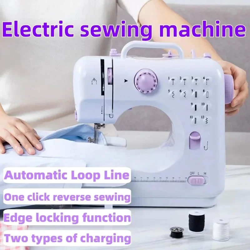 Sewing Machine for Household Use With Thick and Locked Edges, Fully Automatic Mini Multifunctional Electric Sewing Machine