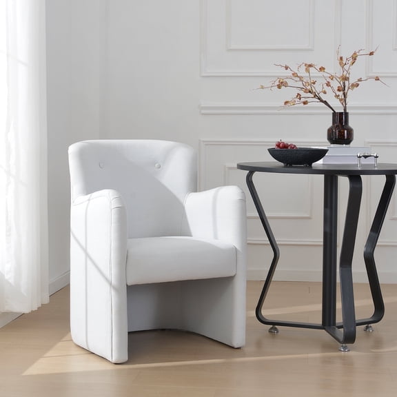 24" Wide Modern Dining Chair Performance Fabric Upholstered Dining Armchair for Kitchen Dining Room Living Room (Ivory)
