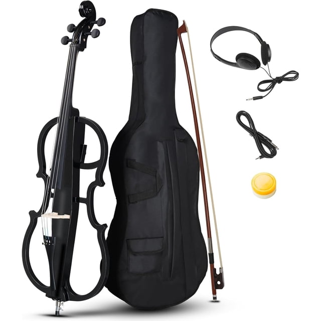Violonchelo Eléctrico Ktaxon 4/4 Tamaño Completo con Accesorios Negro