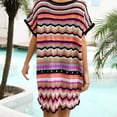 thumbnail image 6 of Swim Cover Up for Women Rainbow Fishnet Hollow out Coverups V Neck Pullover Cover Ups Beach Crochet Cover Up Dresses, 6 of 6