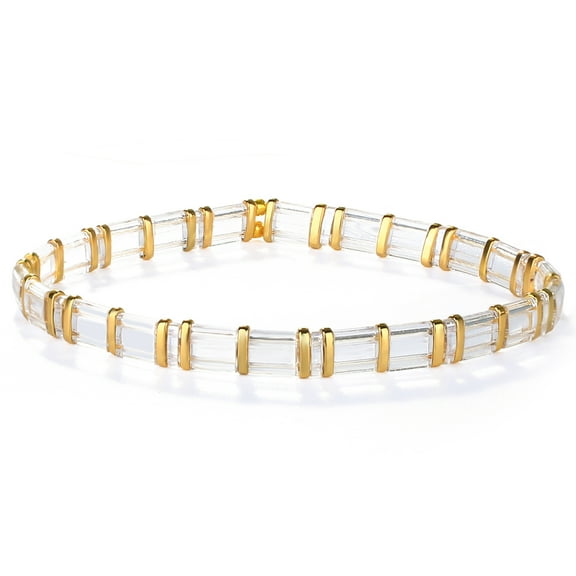 KELITCH Womens TILA Beads Beaded Bracelet Handmade Stack Friendship Stretch Bracelets Candy Colors Miyuki Link Bracelets - Clear 02J