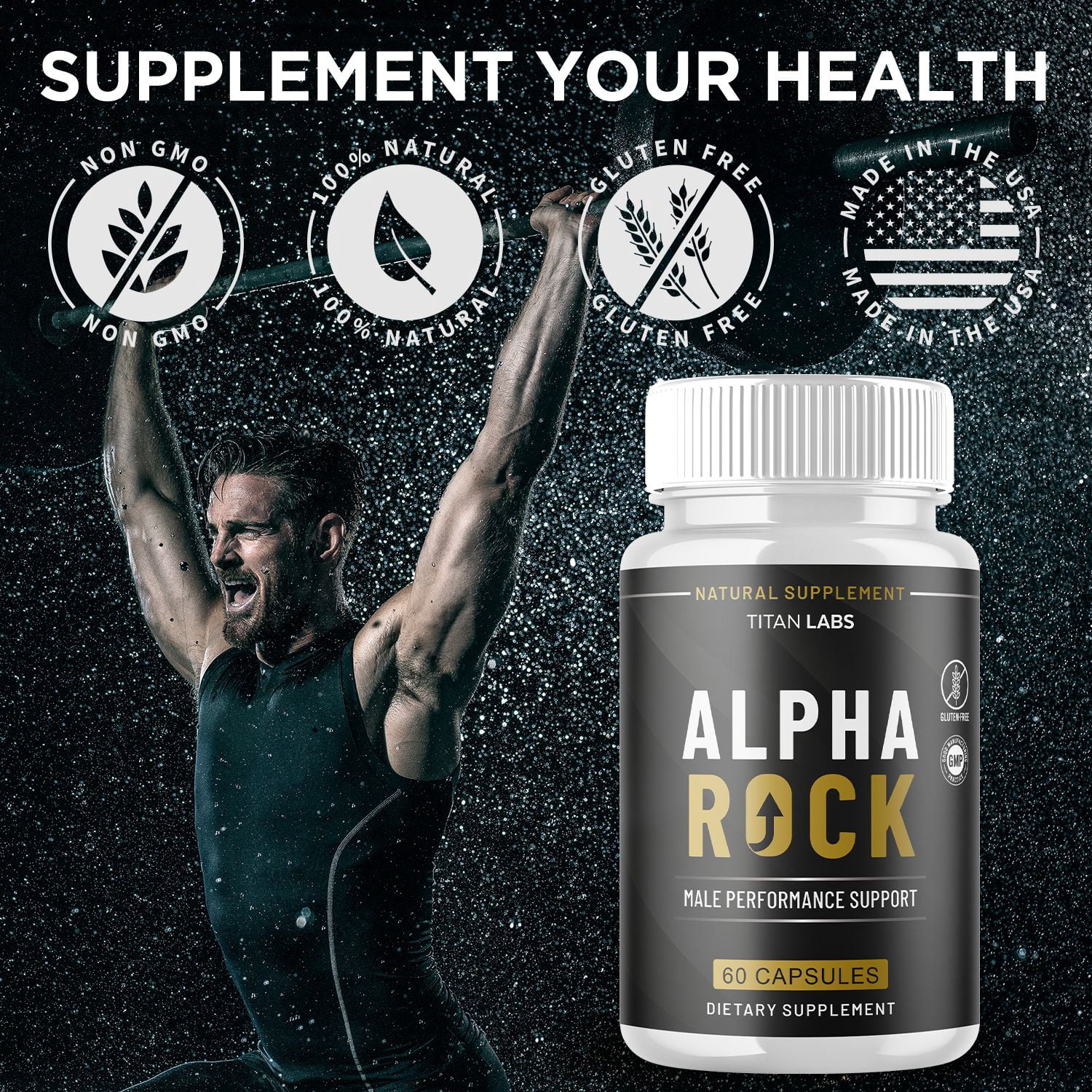 Alpha Rock Advanced Formula Natural Supplement Pills for Max Strength AlphaRock 120 Capsules