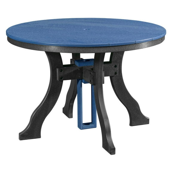 American Furniture Classics Model 44R-D-BBK Dining Height Round Table in Blue with a Black Base