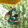 thumbnail image 4 of 3Pcs Acrylic Woodland Dragon and Read Window Hanging! Vacemry Read Lover Gift and Home Decor, Librarian Ornament with Suction Cup and Metal Chain, 4 of 9