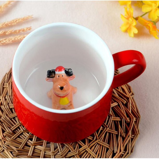 Taza de Navidad café leche desayuno taza muñeco de nieve Santa Claus dibujos animados cerámica taza 3D Animal Navidad regalo taza para amigo familia Adepaton 2030070-5