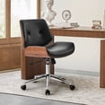 thumbnail image 3 of Adjustable Swivel Office Chair Leather Desk Task Chair for Makeup Vanity Black, 3 of 8