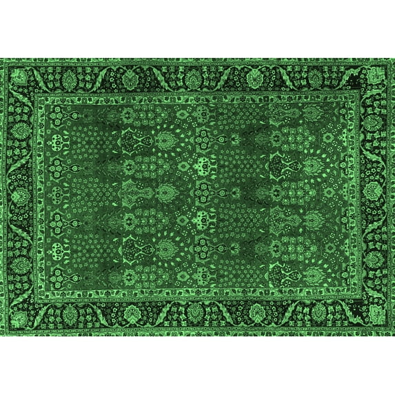 Ahgly Company Indoor Rectangle Persian Emerald Green Traditional Area Rugs, 4' x 6'