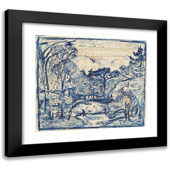 Emile Othon Friesz 14x12 Black Modern Framed Museum Art Print Titled - Forest Interior with Firewood. La Cote De Grace, Honfleur. (1904 - 1907)