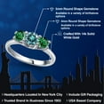 thumbnail image 2 of Gem Stone King 14K White Gold Blue Moissanite & Green Nano Emerald 3-Stone Engagement Ring | 1.10 Cttw | Round 5MM and 4MM | Three Stone Wedding Anniversary Promise Ring for Women (Size 8), 2 of 6